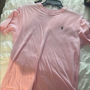 Boys Pink Polo Ralph Lauren Vneck T-Shirt